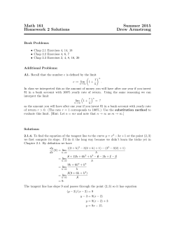 Math 161 Summer 2015 Homework 2 Solutions Drew Armstrong