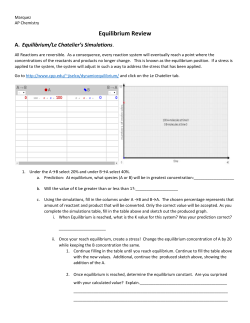 Equilibrium Review Equilibrium/Le Chatelier`s