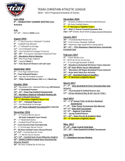 TCAL Schedule of Events 2016-2017