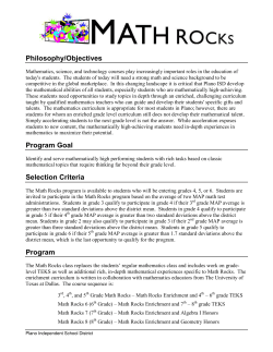 Philosophy/Objectives Program Goal Selection Criteria Program