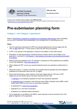 Pre-submission planning form - Category 1 and Category 2