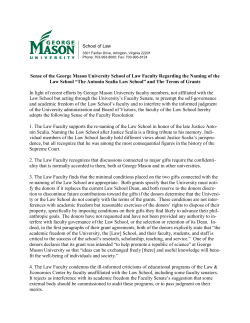Sense of the George Mason University School of Law Faculty