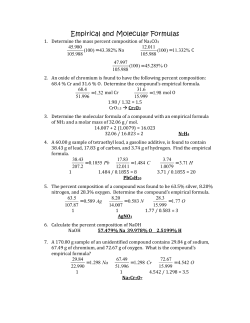 Empirical and Molecular Formulas Determine the mass percent