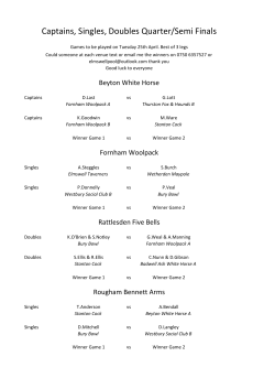 Captains, Singles, Doubles Quarter/Semi Finals