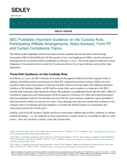 SEC Publishes Important Guidance on the Custody Rule
