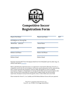 Teton F.C., Inc Competitive Reg. Form