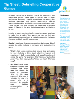 Tip Sheet: Debriefing Cooperative Games