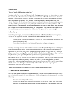 IM Boilerplate “How to Teach with Reacting to the Past” Reacting to