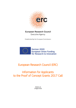 Information for Applicants to the Proof of Concept Grants 2017 Call