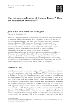 The Internationalization of Chinese Firms: A Case for Theoretical