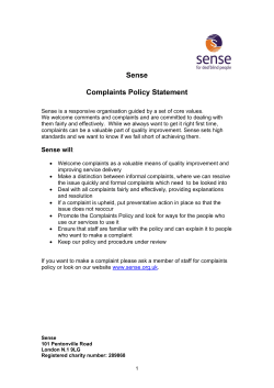 Sense Complaints Policy Statement