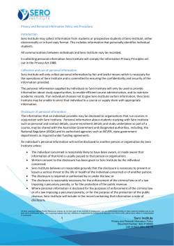 Privacy and Personal Information Policy