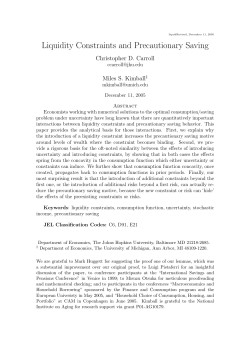 Liquidity Constraints and Precautionary Saving - Economics