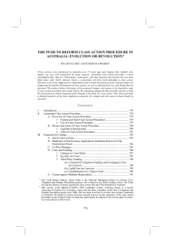 the push to reform class action procedure in australia: evolution or