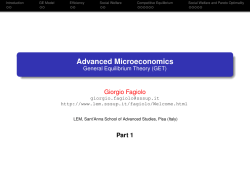Advanced Microeconomics General Equilibrium Theory (GET)