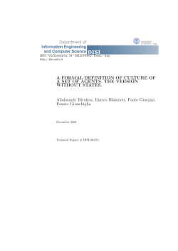 A FORMAL DEFINITION OF CULTURE OF A SET OF AGENTS. THE