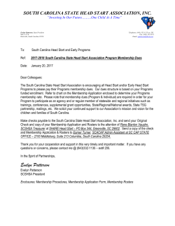 2017-2018 SC State Head Start Association Membership PACKET