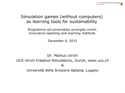 Simulation games (without computers) as learning tools for