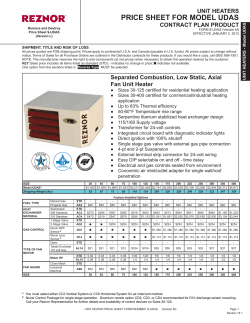 price sheet for model udas