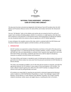 national team agreement - appendix 1 code of ethics and conduct