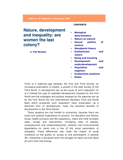 Nature, development and inequality: are women the last colony?