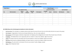 PROJECT RISK REGISTER Project Name Project Manager RISK