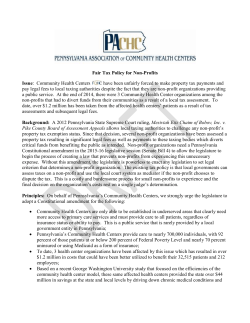 DRAFT Fair Tax Policy for Non-Profits Issue: Community Health