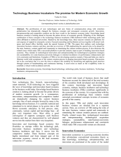 Technology Business Incubators-The promise for Modern Economic