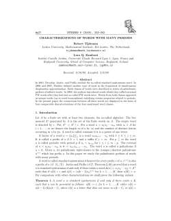 #A27 INTEGERS 9 (2009), 333-342 CHARACTERIZATIONS OF