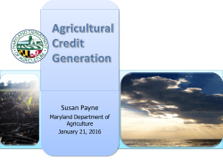 Agricultural Credit Generation - Maryland Department of the