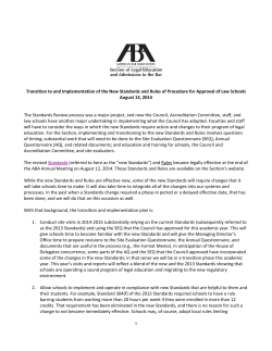 Transition to and Implementation of the New Standards and Rules