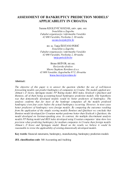 ASSESSMENT OF BANKRUPTCY PREDICTION MODELS