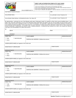 CREDIT CARD AUTHORIZATION FORM SLOTO CASH CASINO