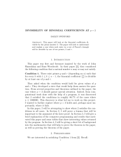 DIVISIBILITY OF BINOMIAL COEFFICIENTS AT p