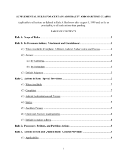 i SUPPLEMENTAL RULES FOR CERTAIN ADMIRALTY AND