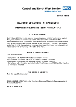 Information Governance Toolkit return 2011/12