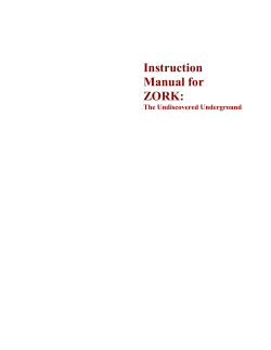 Instruction Manual for ZORK: