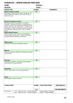 Nga Manu Korero speech contests judging sheet