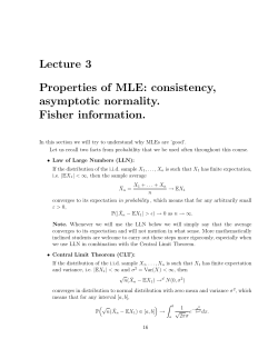 Lecture 3 Properties of MLE: consistency, asymptotic normality