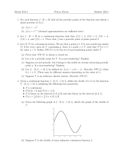 Math 053-1 Final Exam Spring 2011 1. For each function f : R &rarr; R