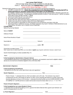 APPLICATION FOR SENIOR BALL GUEST PASS Class of 2014