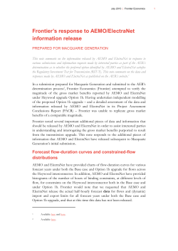 Frontier`s response to AEMO/ElectraNet information release