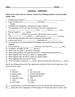 Pickleball Worksheet