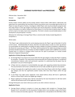 OVERAGE PLAYER POLICY and PROCEDURE