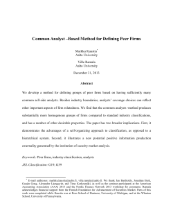 Common Analyst &ndash;Based Method for Defining Peer Firms
