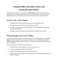 Office 365: Online Archive, Setting up Retention Policy
