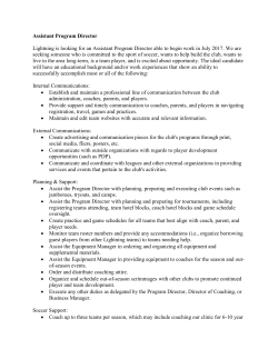 Assistant Program Director Lightning is looking for an Assistant
