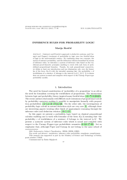 INFERENCE RULES FOR PROBABILITY LOGIC Marija Boričić