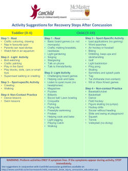 Activity Suggestions for Recovery Stages After Concussion