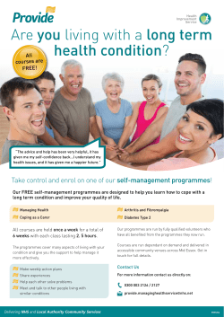 Self Management Programme for People with Long Term Conditions